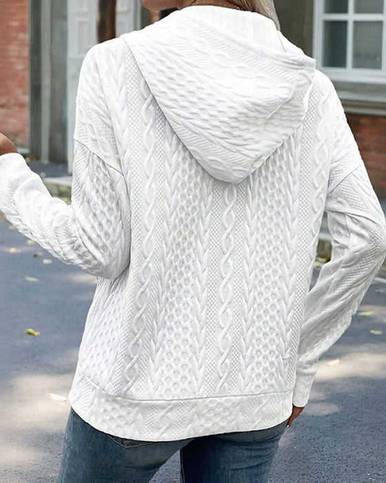 Hoodie Knapp Ficka Casual