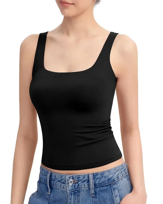 Tank Top U-Hals Spagettiband Solid Slim Fit