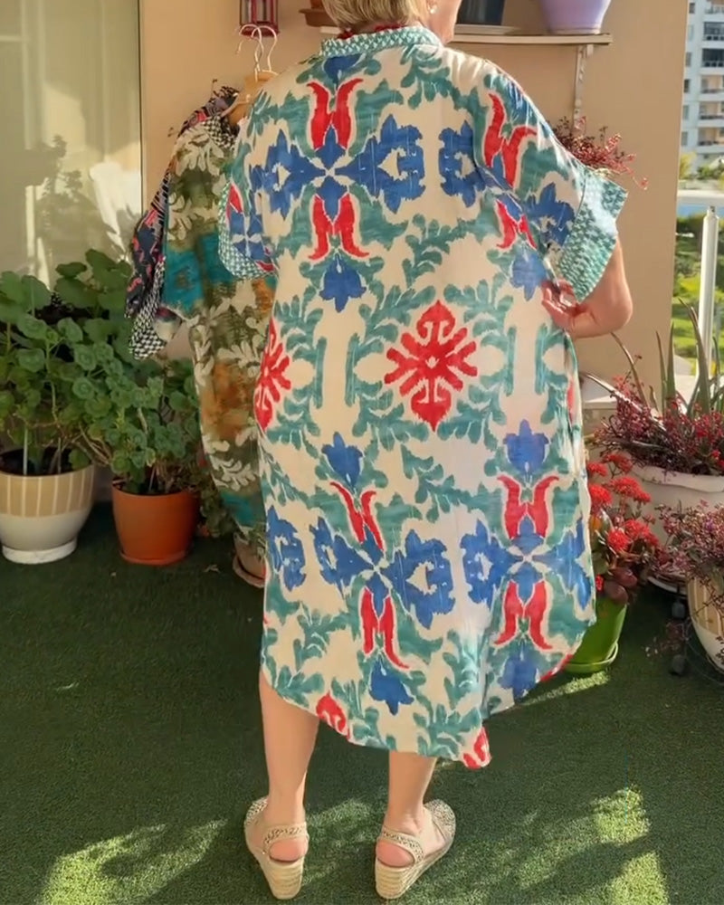 Skjortklänning Bohemiskt Print Loose Fit