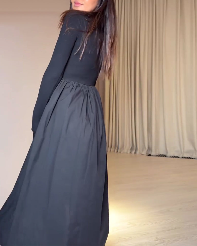 Klänning Rund Hals Elegant Lapptäcke