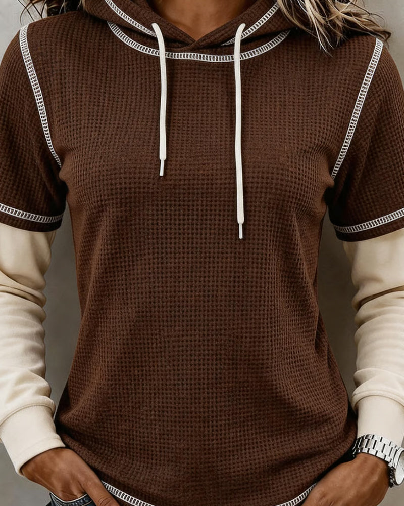 Hoodie Våffla Färgblock 2 I 1