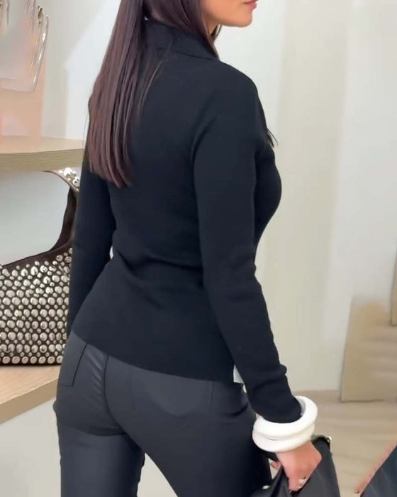 Modellös Topp I Färgblock Med Faux Tvådelad Look