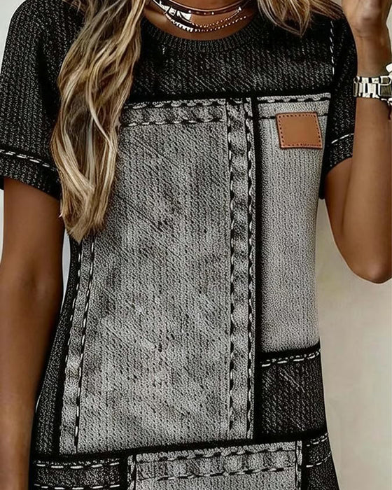 Klänning Retro Kortärmad Rak