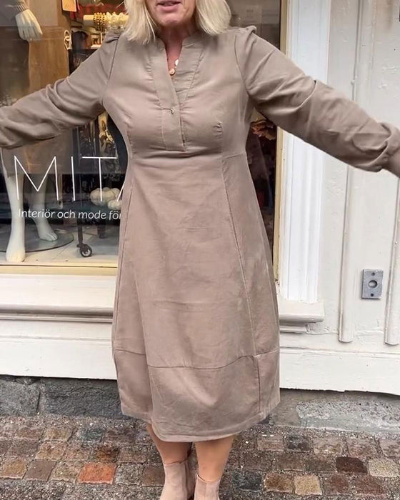 Klänning avslappnad retro långärmad