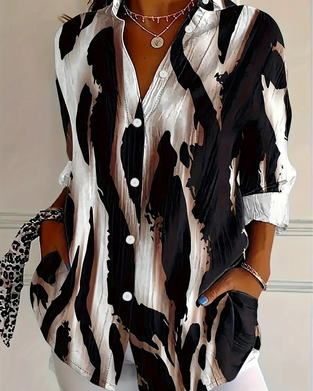 Blus Ståkrage Oregelbundet Tryckt