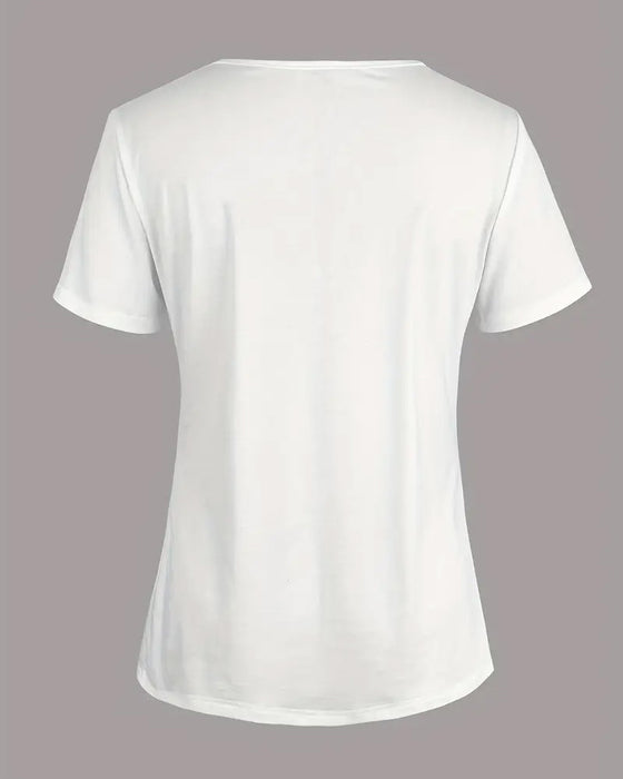 Blus Rund Hals Spetsdetalj