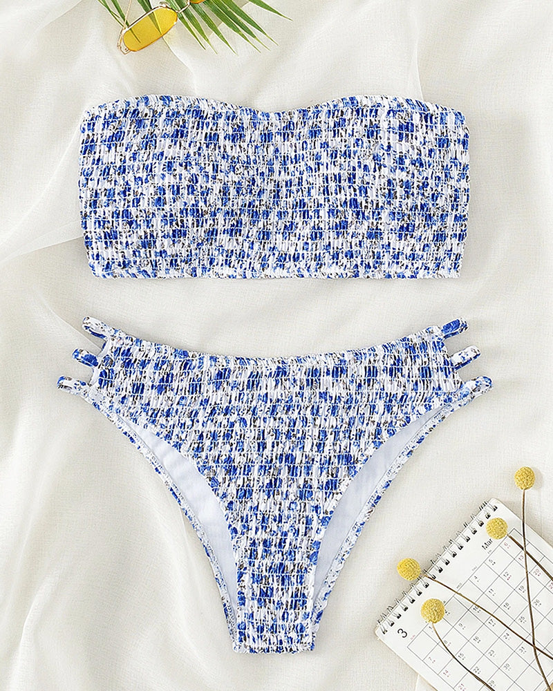 Bikini Småblommigt Print Bandeau