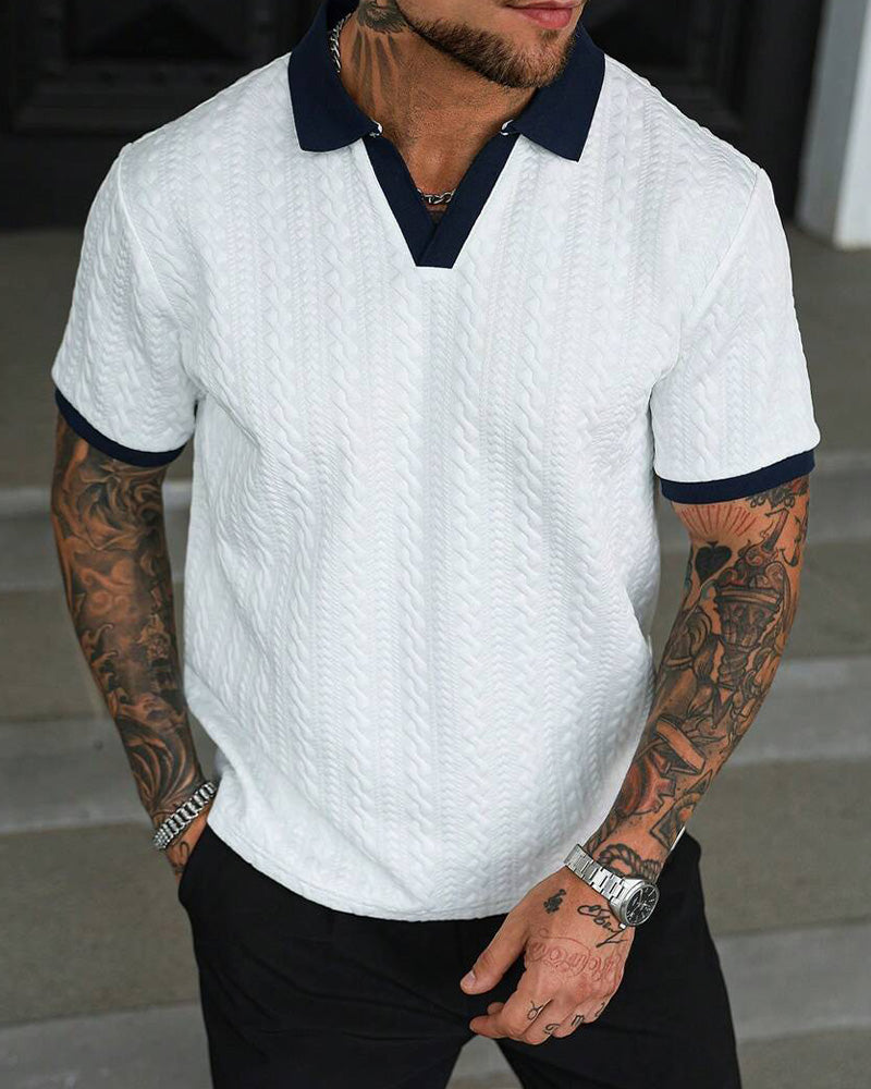 Skjorta Herr Jacquard Stickad