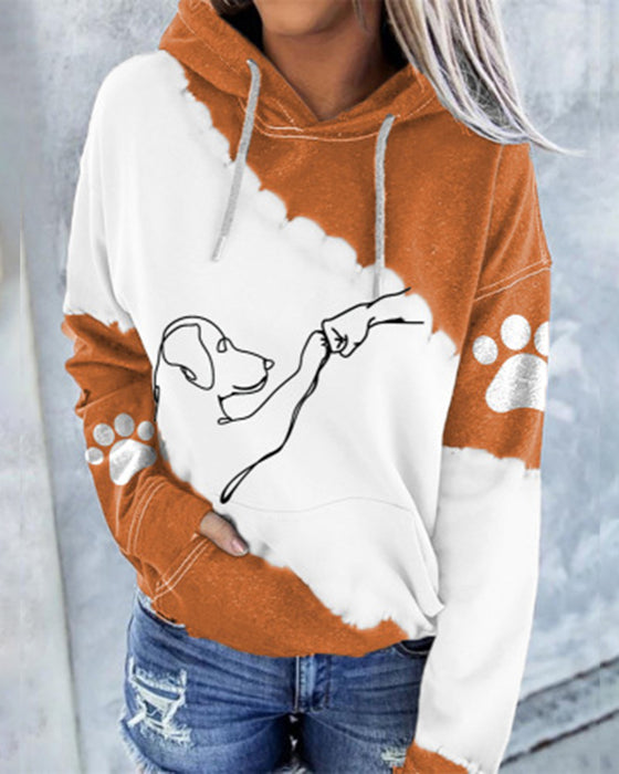 Långärmad hoodie med färgblockstryck