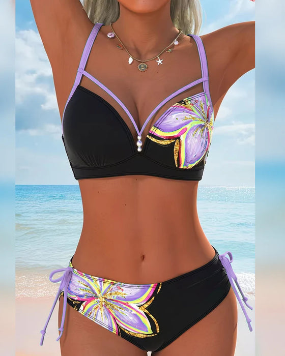 Bikini Bralette Snörning Tryckt