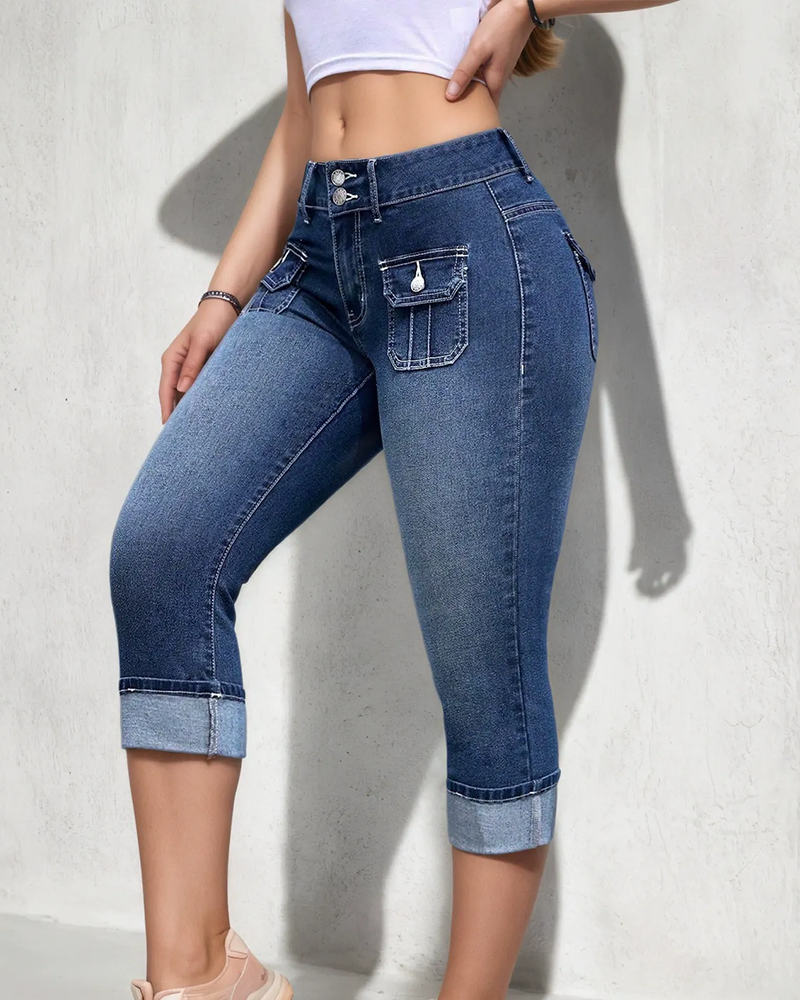 Jeans Casual Ficka Croppad