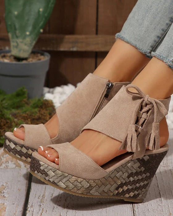 👡Sandaler Dam Öppen Tå Plattform Wedge Tofs