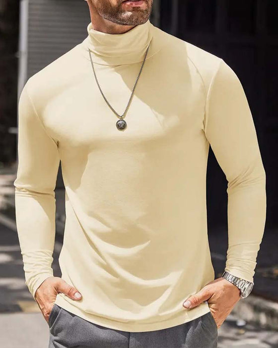 Blus Hög Hals Slim Fit Solid Herr