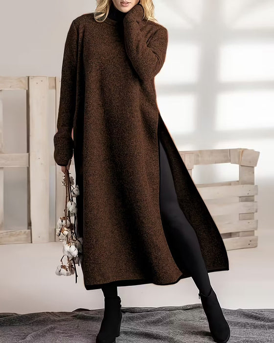 Klänning Casual Varm Sidslit Lång