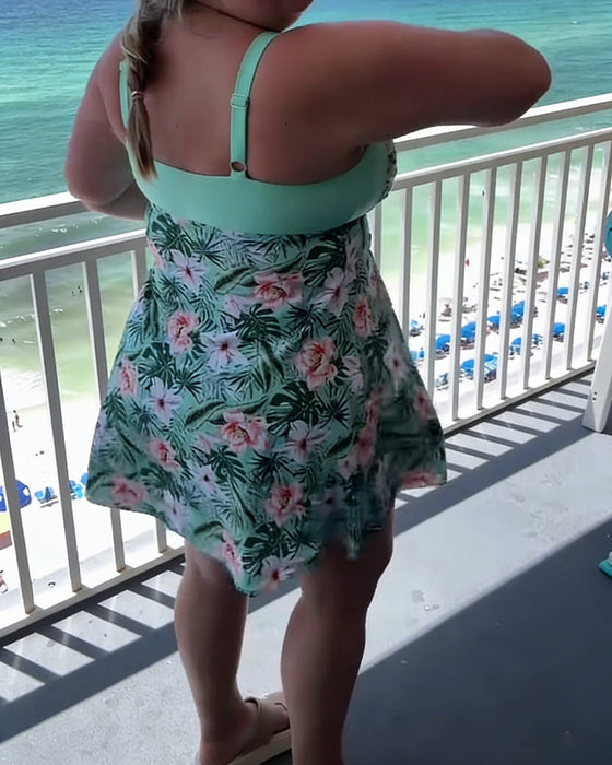 Baddräkt med tryck, avslappnad passform