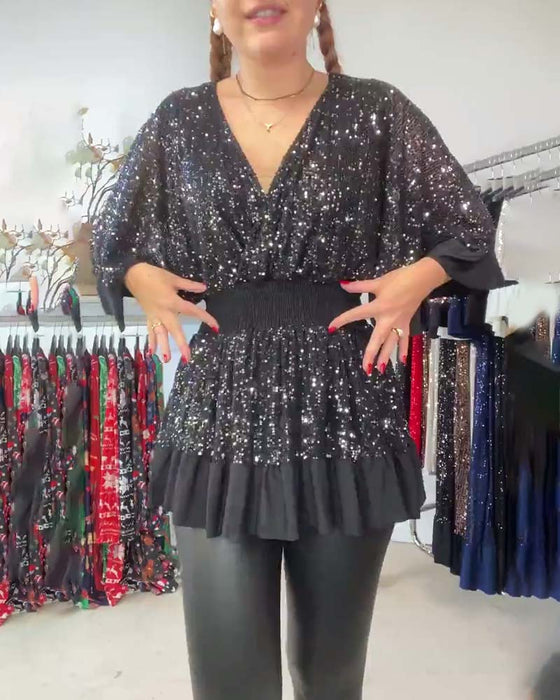 V-ringad mode blus med smal passform