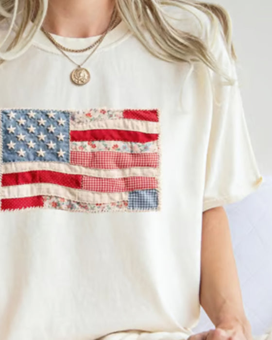 T-Shirt Fjärde Juli Amerikanska Flaggan