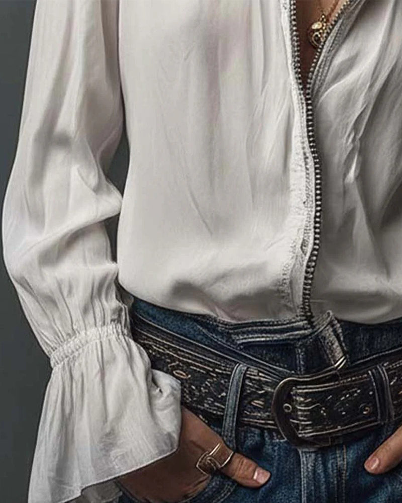 Blus Ståkrage Klocksärm