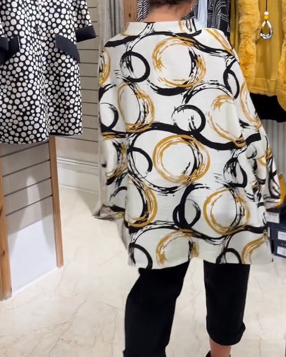 Skjorta Ståkrage Knapp Unik Tryck