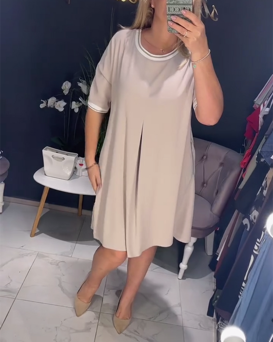 Klänning avslappnad elegant rund halsficka