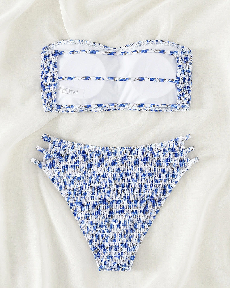 Bikini Småblommigt Print Bandeau