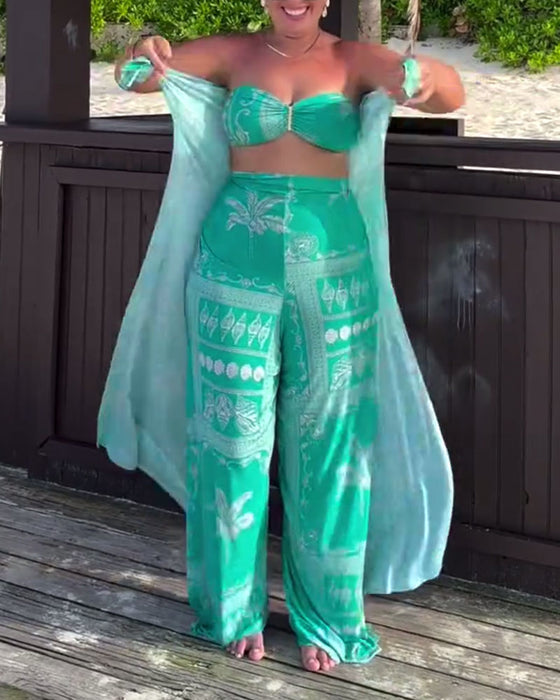 Baddräkt Personlig Och Elegant Bröstomslutande Tryckt