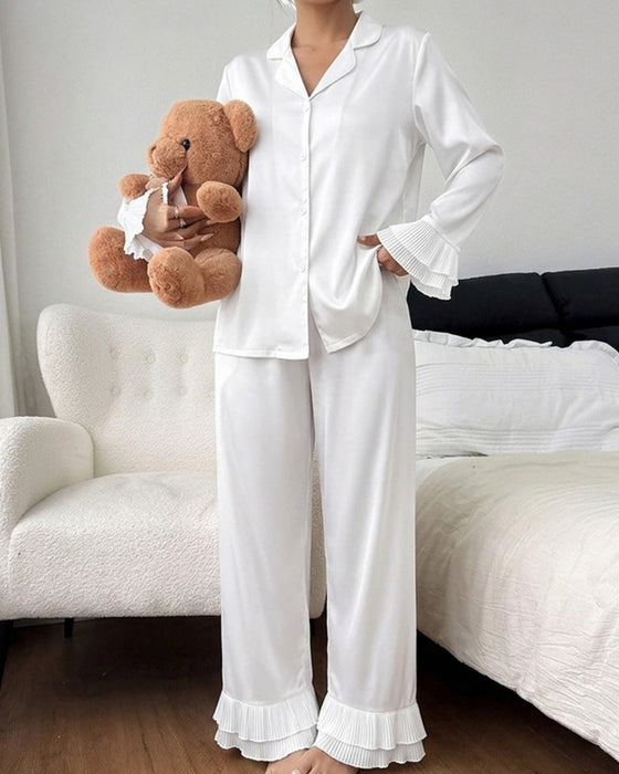 Pyjamas Set Dubbel Lager Ryschig Skjortkrage