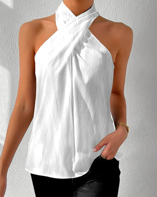 Linne Mode Halter Solid Färg