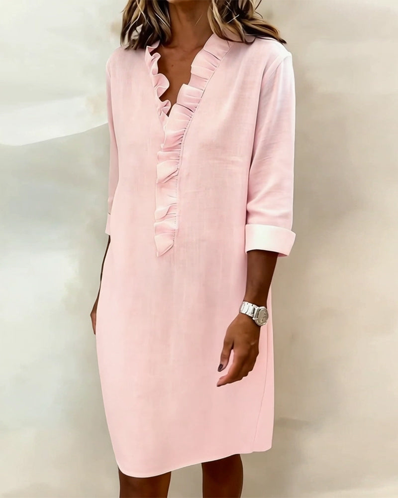 Klänning Ryschad V-Ringning Enfärgad