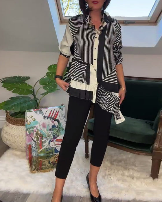 Modetryckt oregelbunden lapptröja med knappar