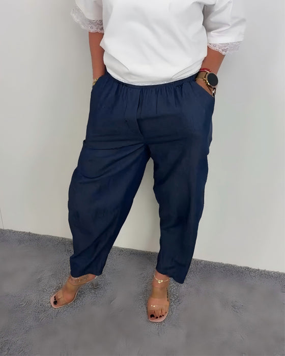 Byxor Stiliga Ficka Denim Långa