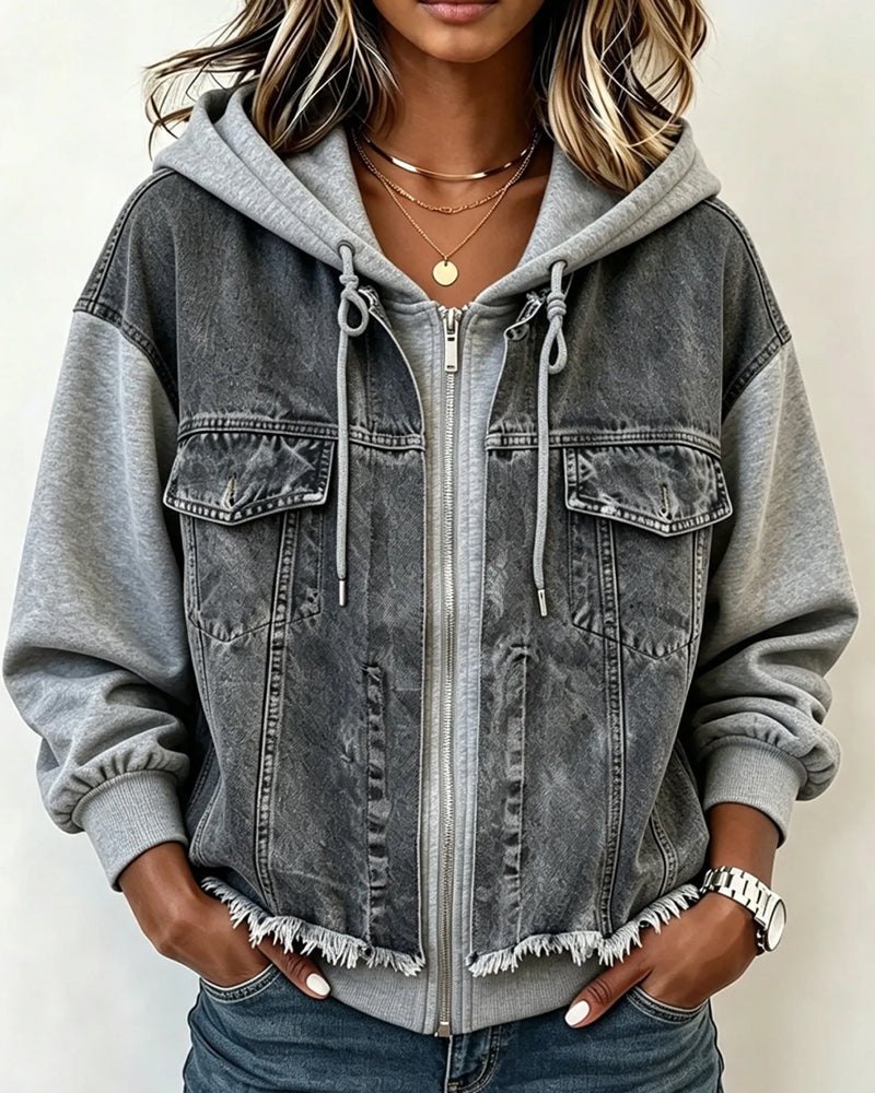 Kappa Denim Lapparbete Med Huva Sweatshirt
