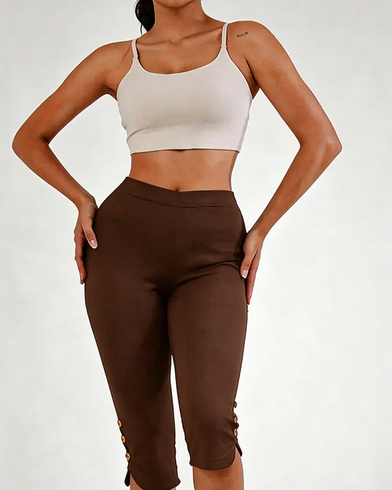 Leggings Enfärgad Slim-Fit Kapad