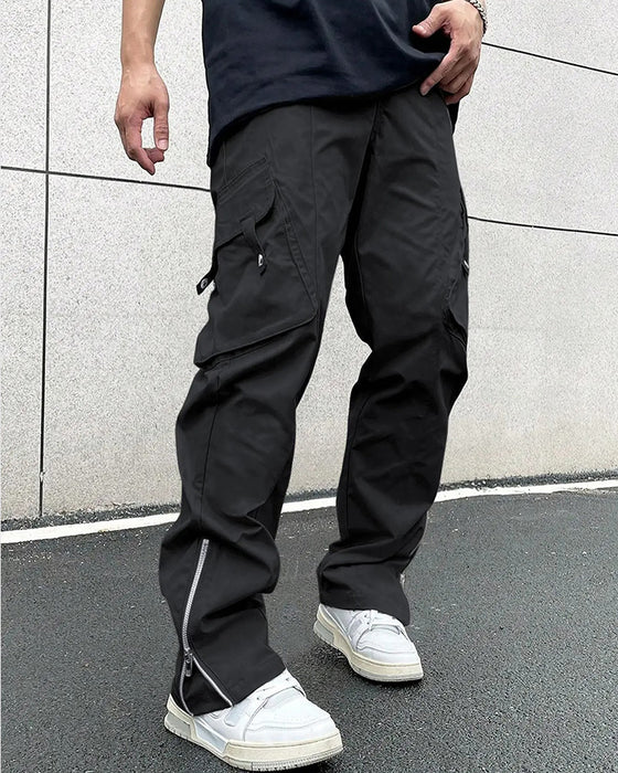 Byxor Solid Färg Dragkedja Ficka Casual Herr