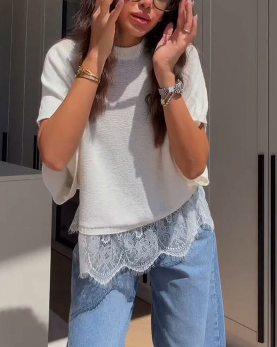 Pullover Rundhalsad Casual Solid