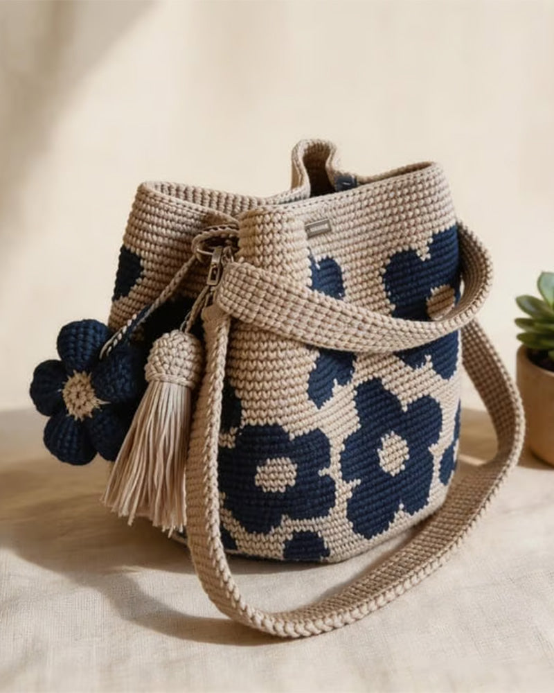 Väska Virkad Blomma Tote