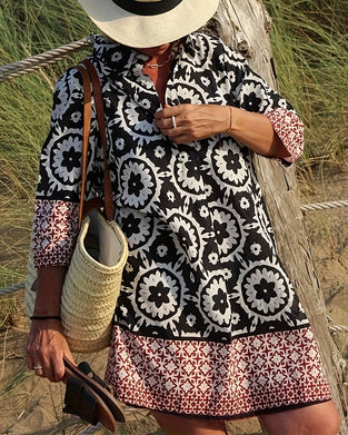 Klänning Etnisk Stil Trekvart Ärm