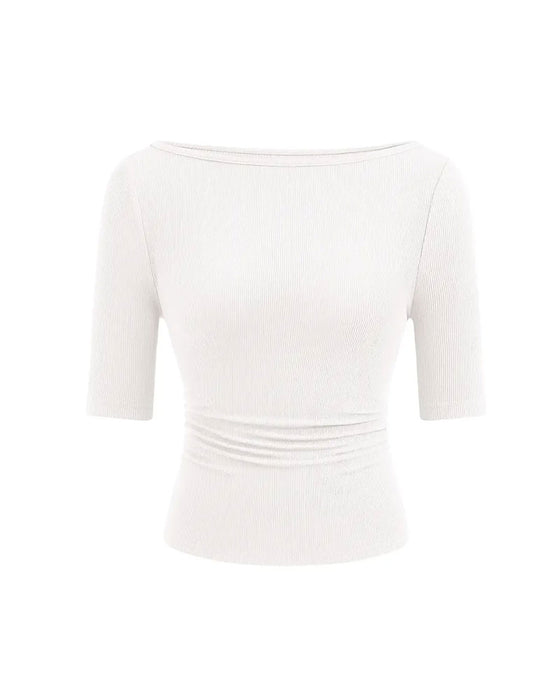 T-Shirt Off-Shoulder Stickad Enfärgad