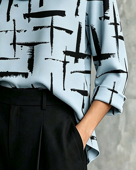 Blus Mock Cowl Neck Kors Mönster