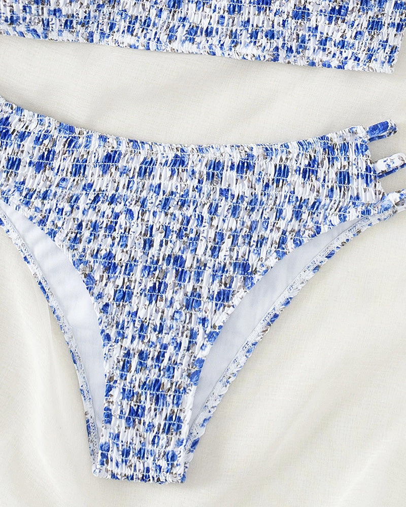 Bikini Småblommigt Print Bandeau