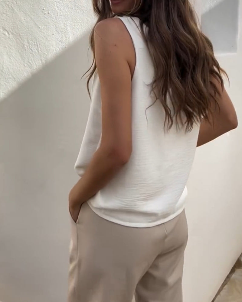 Cami Topp Metallring V-Ringning Spagettiband