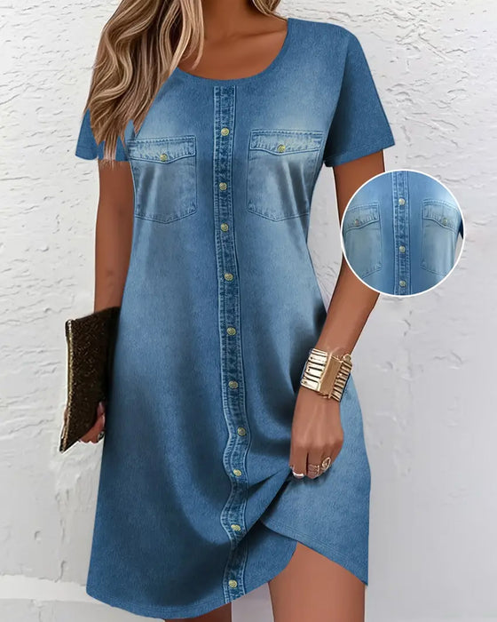 Klänning 3D-tryck Temperament Pendlare