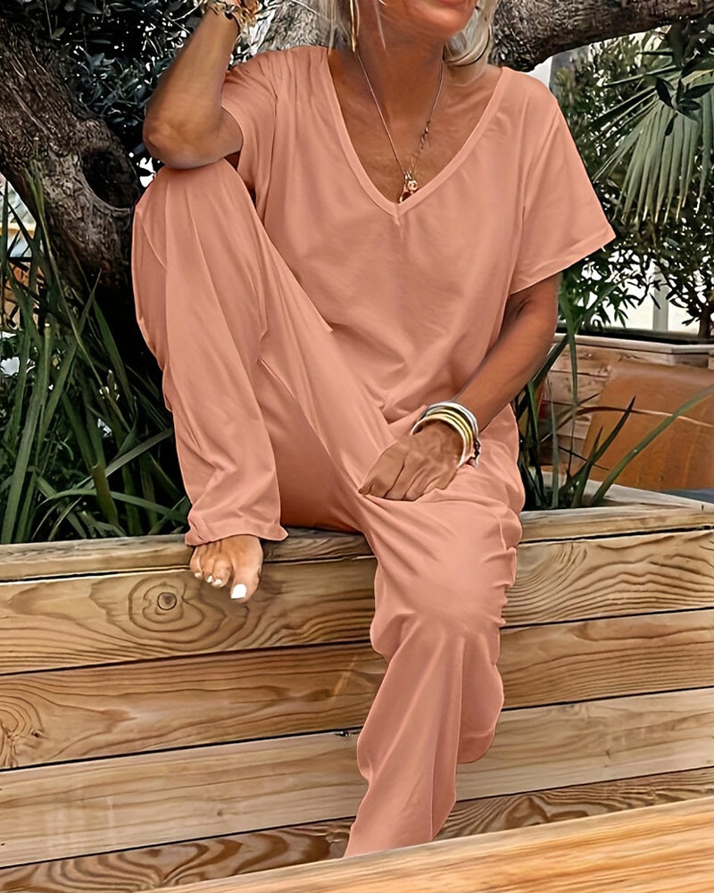 Hoppdräkt V-ringning Kortärmad Vida Ben