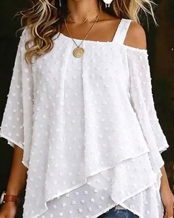 Blus Tredimensionell Blommig Enaxlad