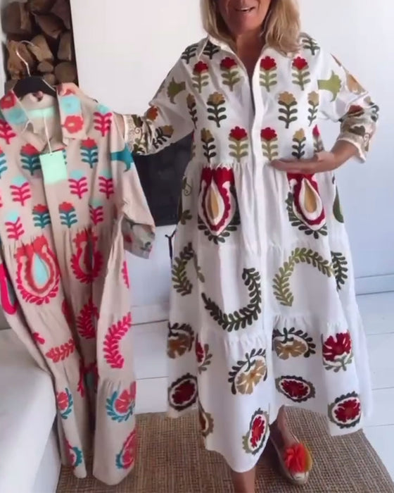 Klänning Blommigt Grafiskt Tryck