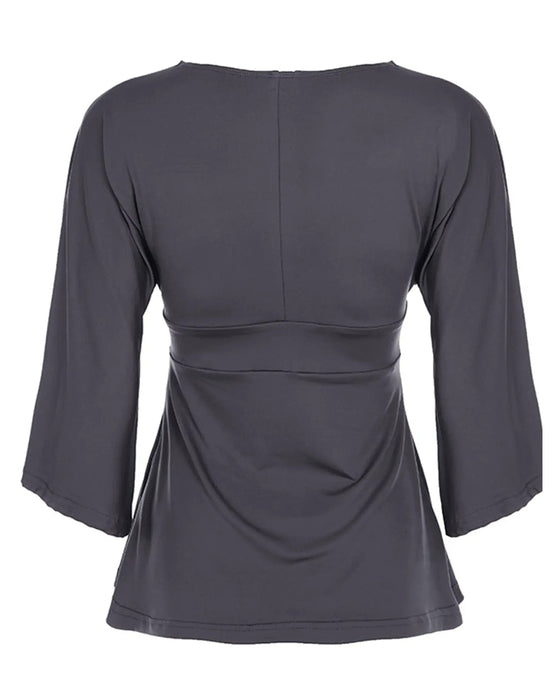 Topp Sexig Djup V-Ringad Kortärmad