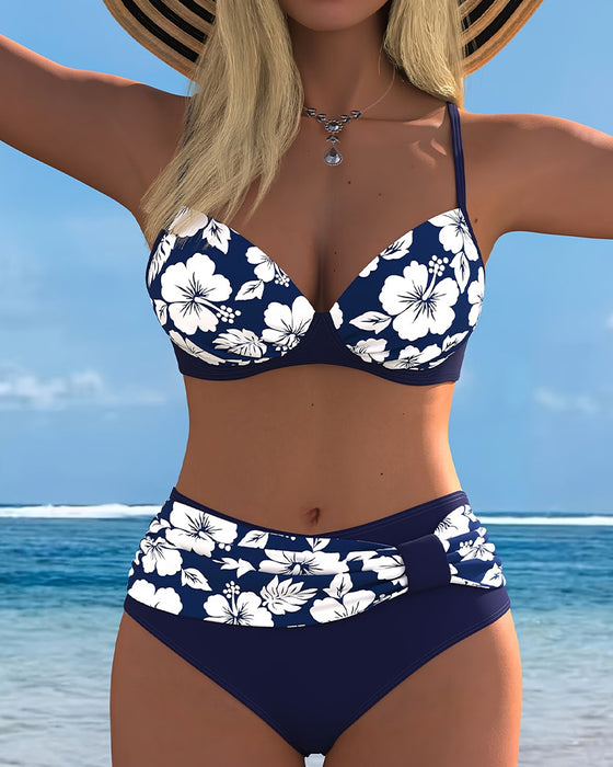 Bikinis Hibiscus Tryck Tvådelad