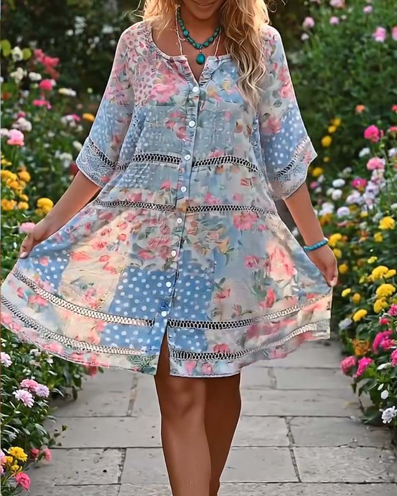 Klänning Loose Fit Blommigt Print