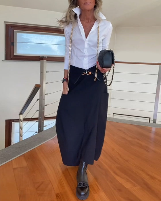 Fashionabla enfärgade kjol med dragkedja