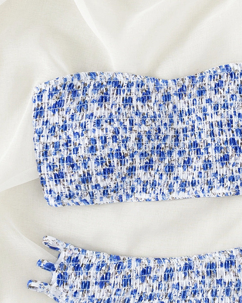 Bikini Småblommigt Print Bandeau